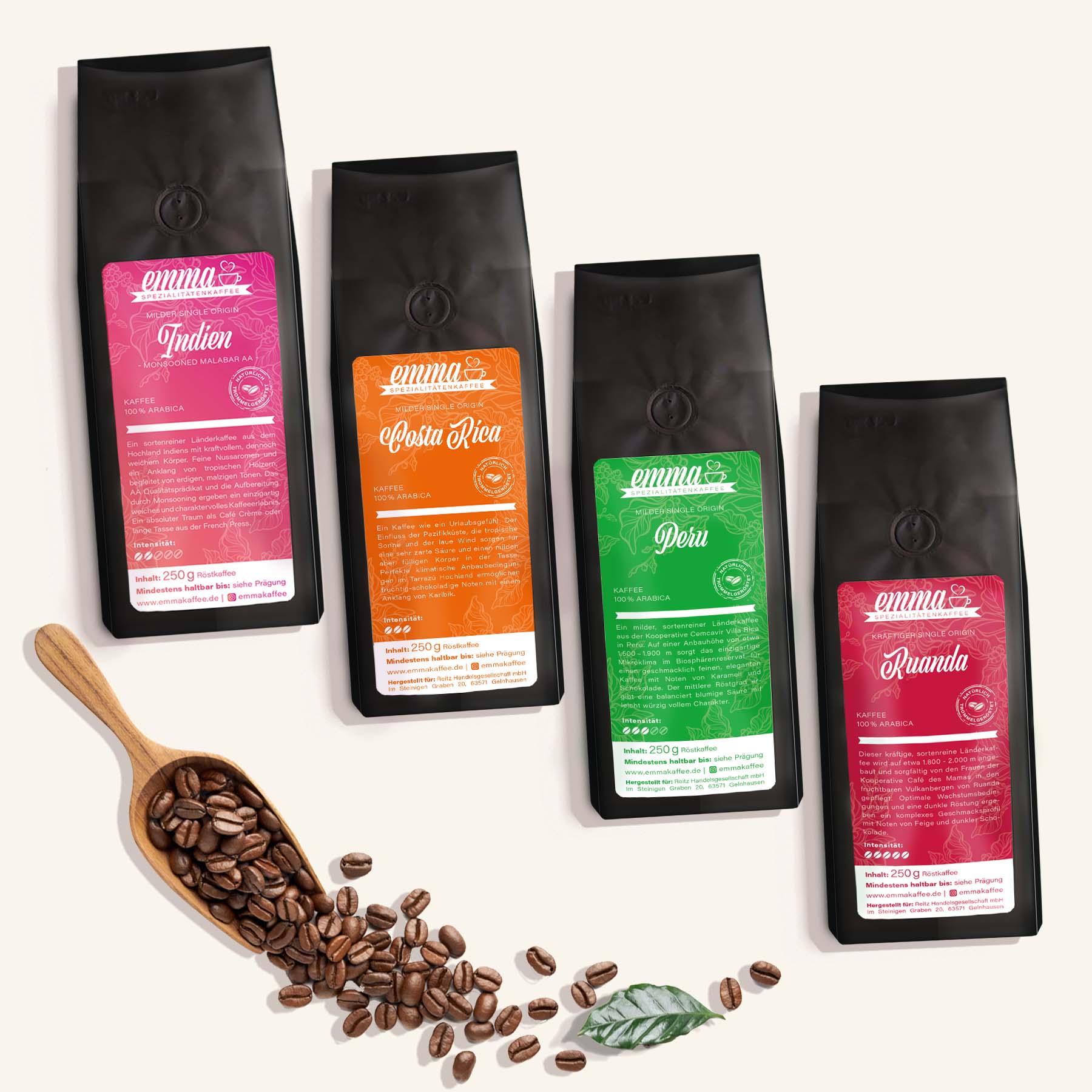 Emma Probierset Länderkaffee 100% Arabica - Kaffee - Emma Spezialitätenkaffee